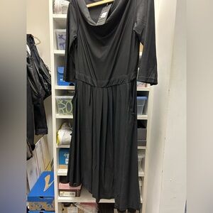 Reborn Black Cowl Neck 3/4 Sleeve Sundress